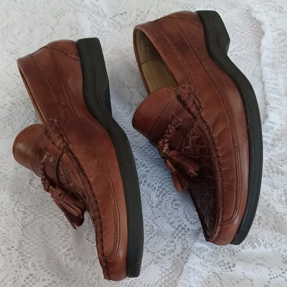 Florsheim Mens Brown Leather Tasseled Loafers Size 8.5D K1837 1 03 - Picture 3 of 7
